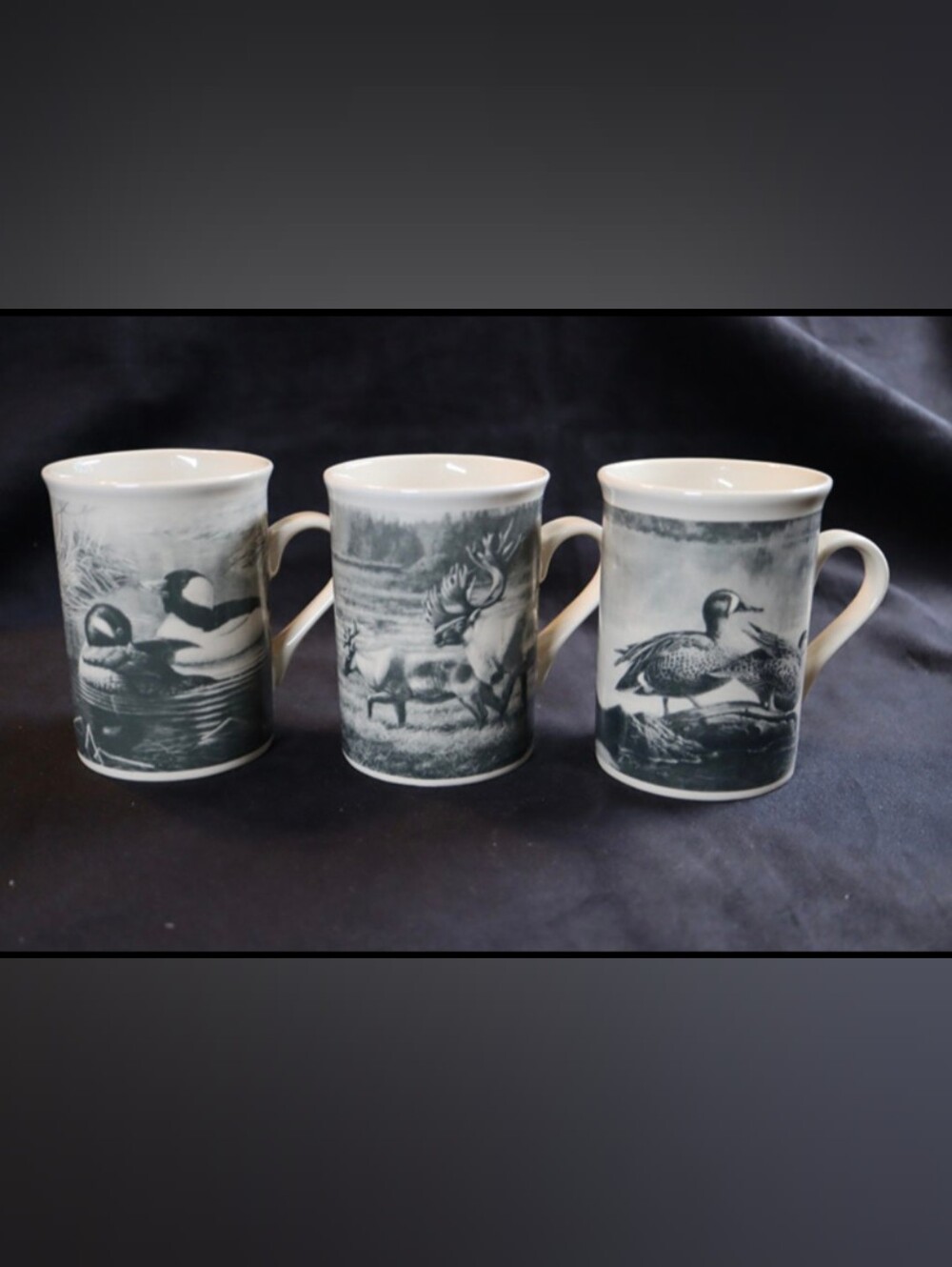 Vintage Field & Stream Collectible Coffee Mugs Set of 3 with Caribou & Ducks